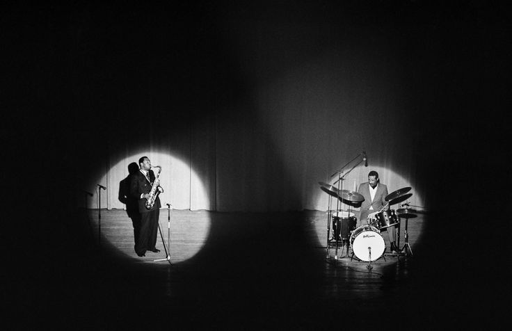 Archie Shepp, left, (saxophones, piano, vocals) and Max Roach, right (drums, percussions). Mutualité Concert. Paris, France. Friday, March, 4th, 1977. © Guy Le Querrec / Magnum Photos