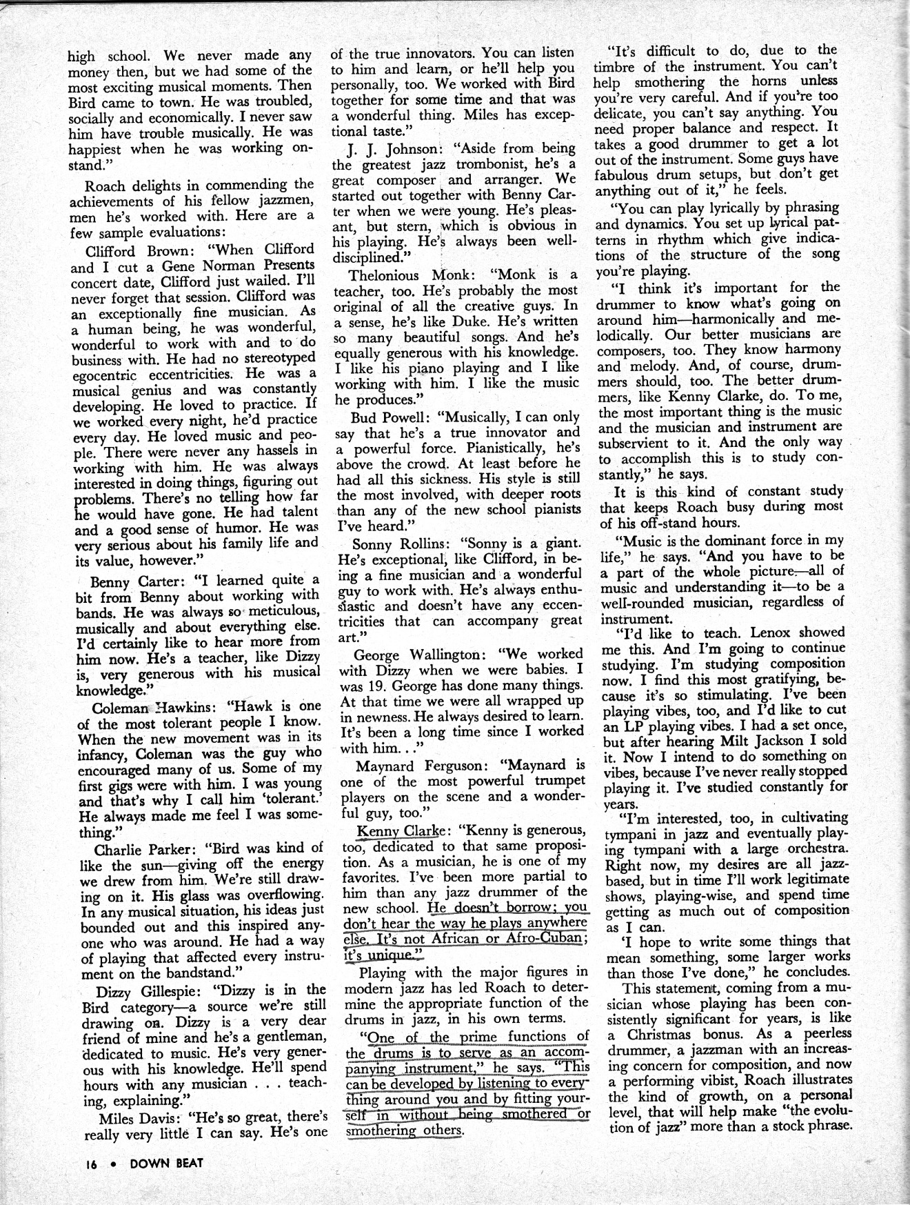 Downbeat, 20 March 1958, Max Roach interview by Don Gold, page 2