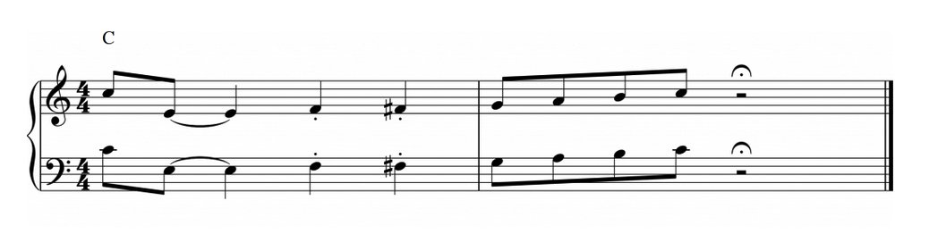 Score of the classic “Take the A Train”-ending (in C). Borrowed from (https://www.learnjazzstandards.com/blog/learning-jazz/jazz-advice/6-common-endings-jazz-musicians-know/)