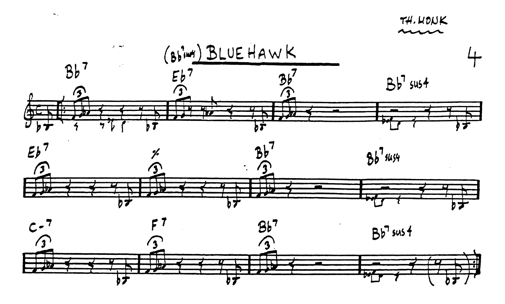 Blue Hawk, Thelonious Monk Songbook, p. 4