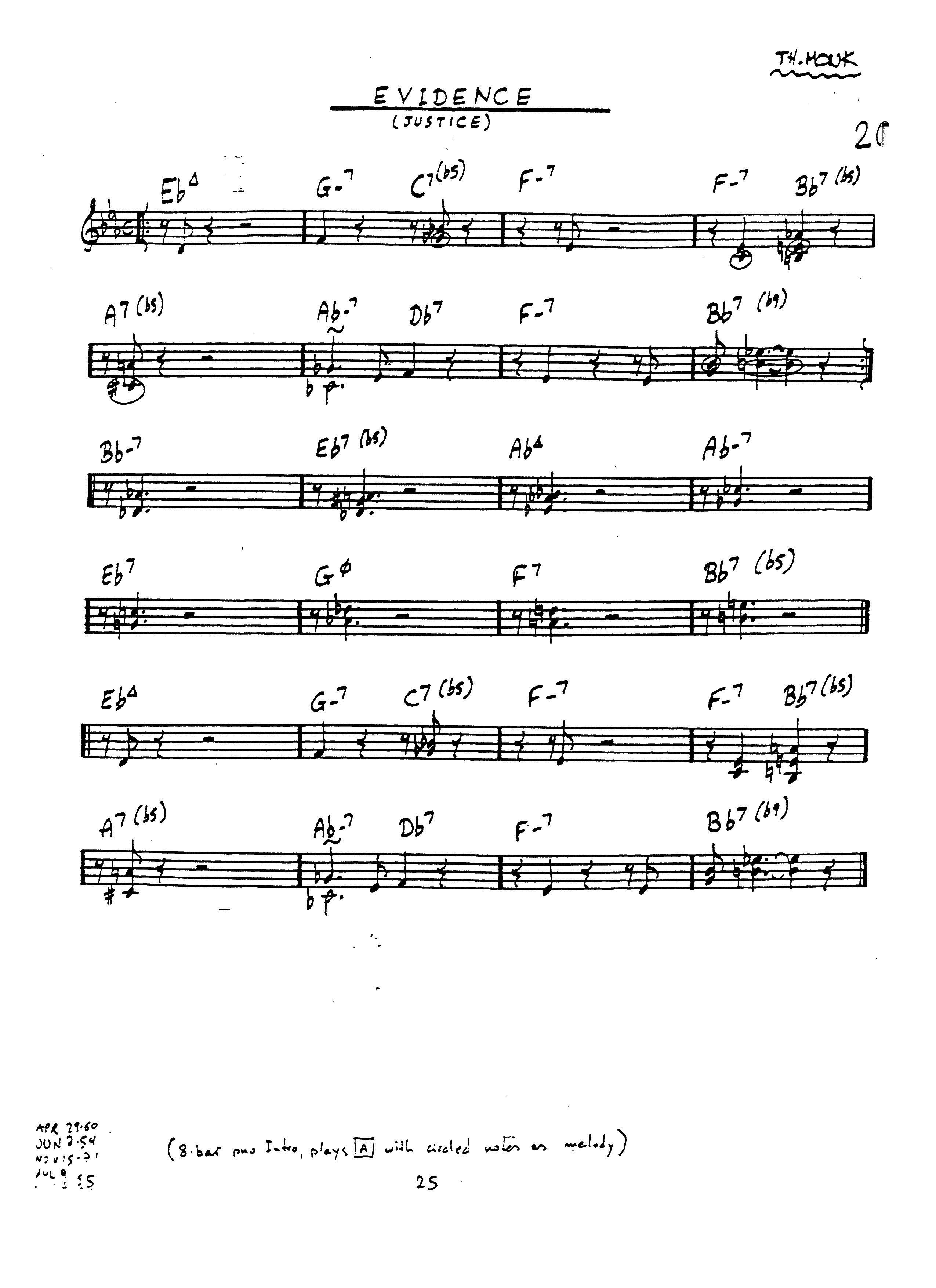 Thelonious Monk, Evidence