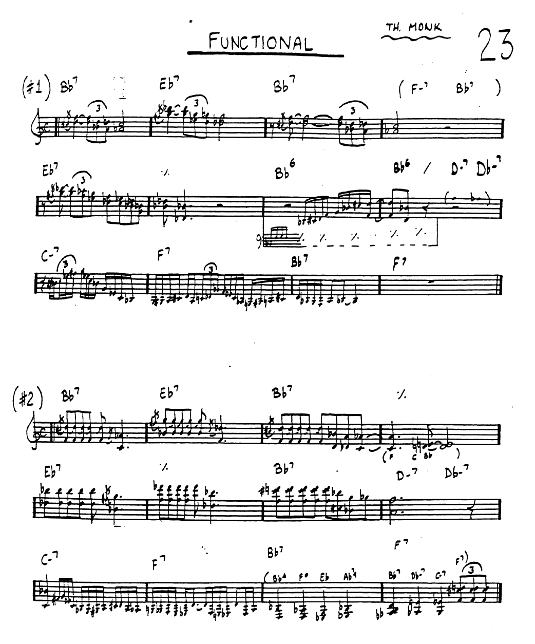 Thelonious Monk, Functional, score