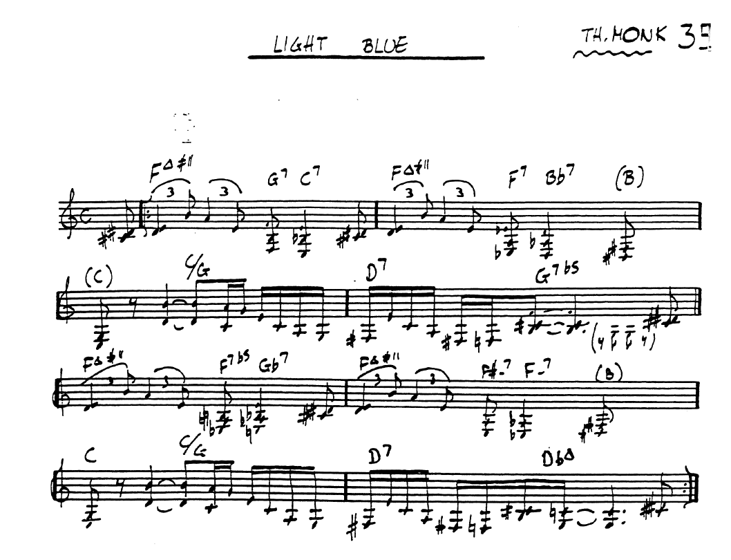 Light Blue, Thelonious Monk, score