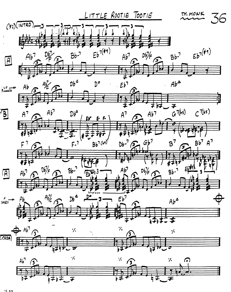 Thelonious Monk, Little Rootie Tootie, score