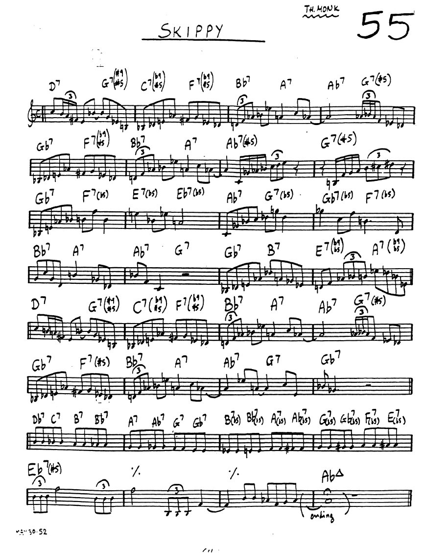 Thelonious Monk, Skippy, score