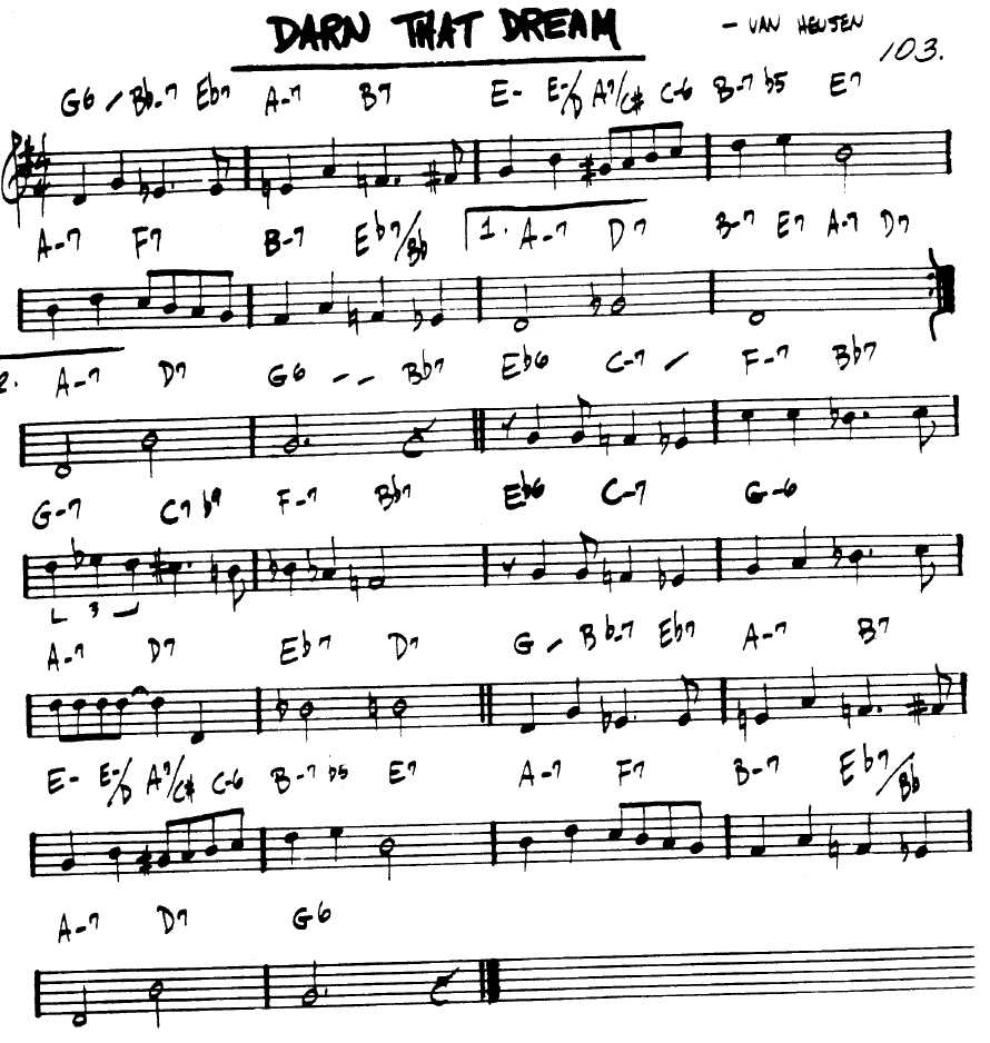 “Darn That Dream”, Jimmy van Heusen/Eddy de Lange. Music sheet