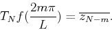 \begin{displaymath}T_Nf(\frac{2m\pi}{L}) = \overline{z_{N-m}}.\end{displaymath}