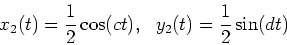 \begin{displaymath}x_2(t)=\frac{1}{2}\cos(ct) , \ \ y_2(t)=\frac{1}{2}\sin(dt)\end{displaymath}