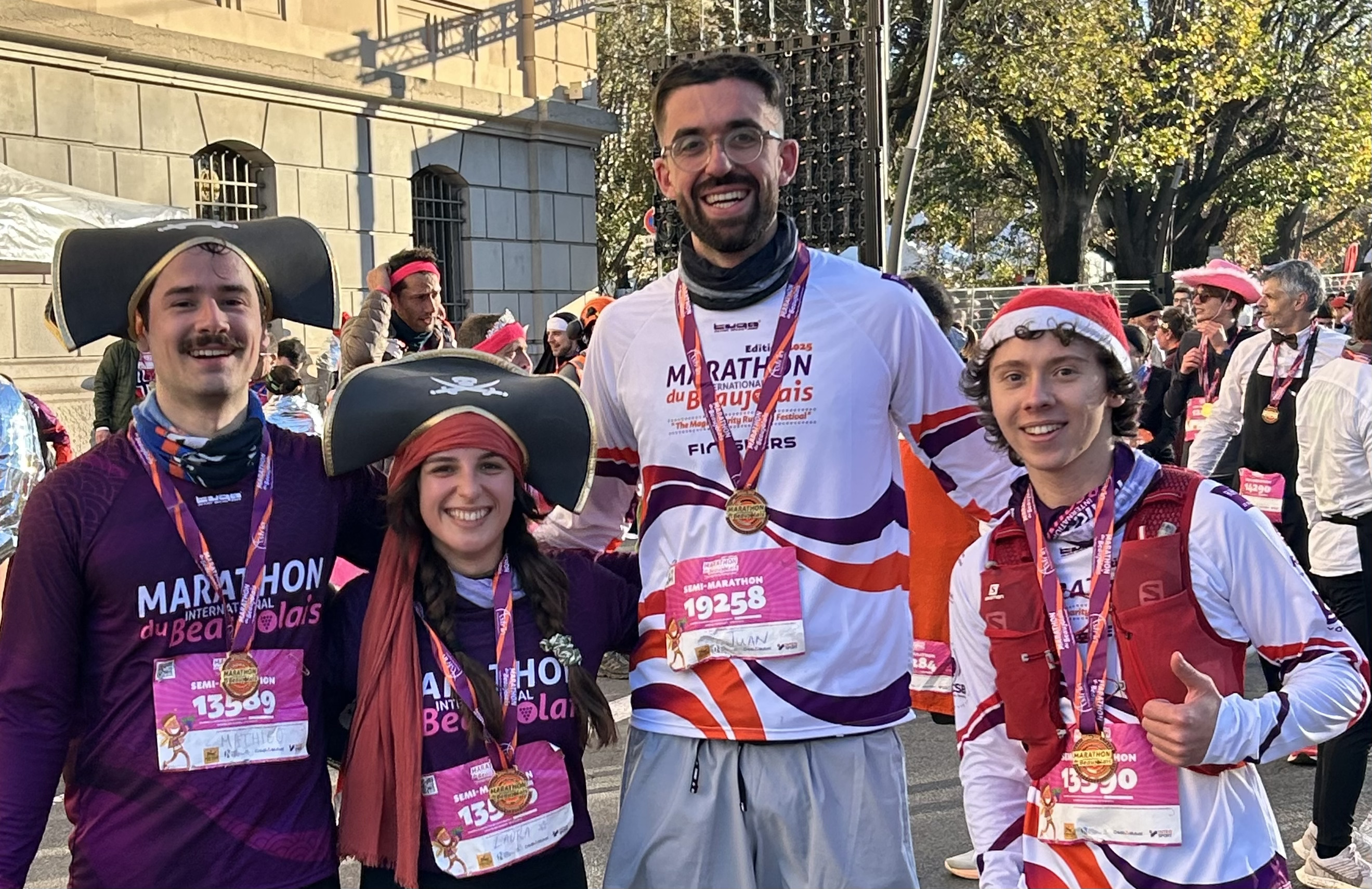 Celebrating with my friends Mathieu, Laura and Werner